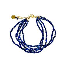 Lapis Beaded 5-Layer Bracelet | 22K Gold Plated Brass | Adjustable Size 7 inch